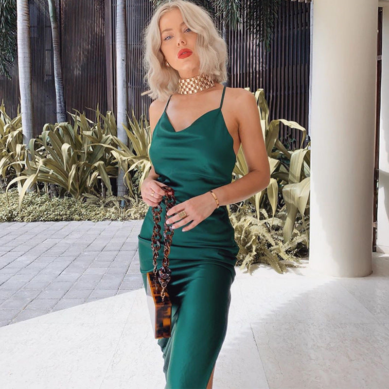 Satin midi dress - view 6