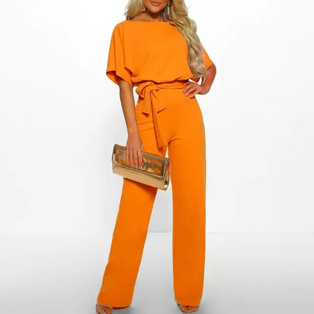 Elegant Plus Size Women’s Summer Jumpsuit with Wide Legs - front view | The BB's Box
