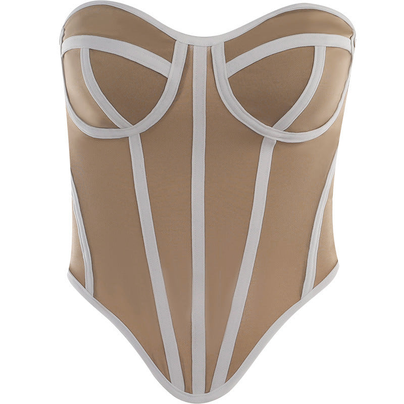 YL23315 Womens Colorblock Backless Bustier Top - alternate view | The BB's Box