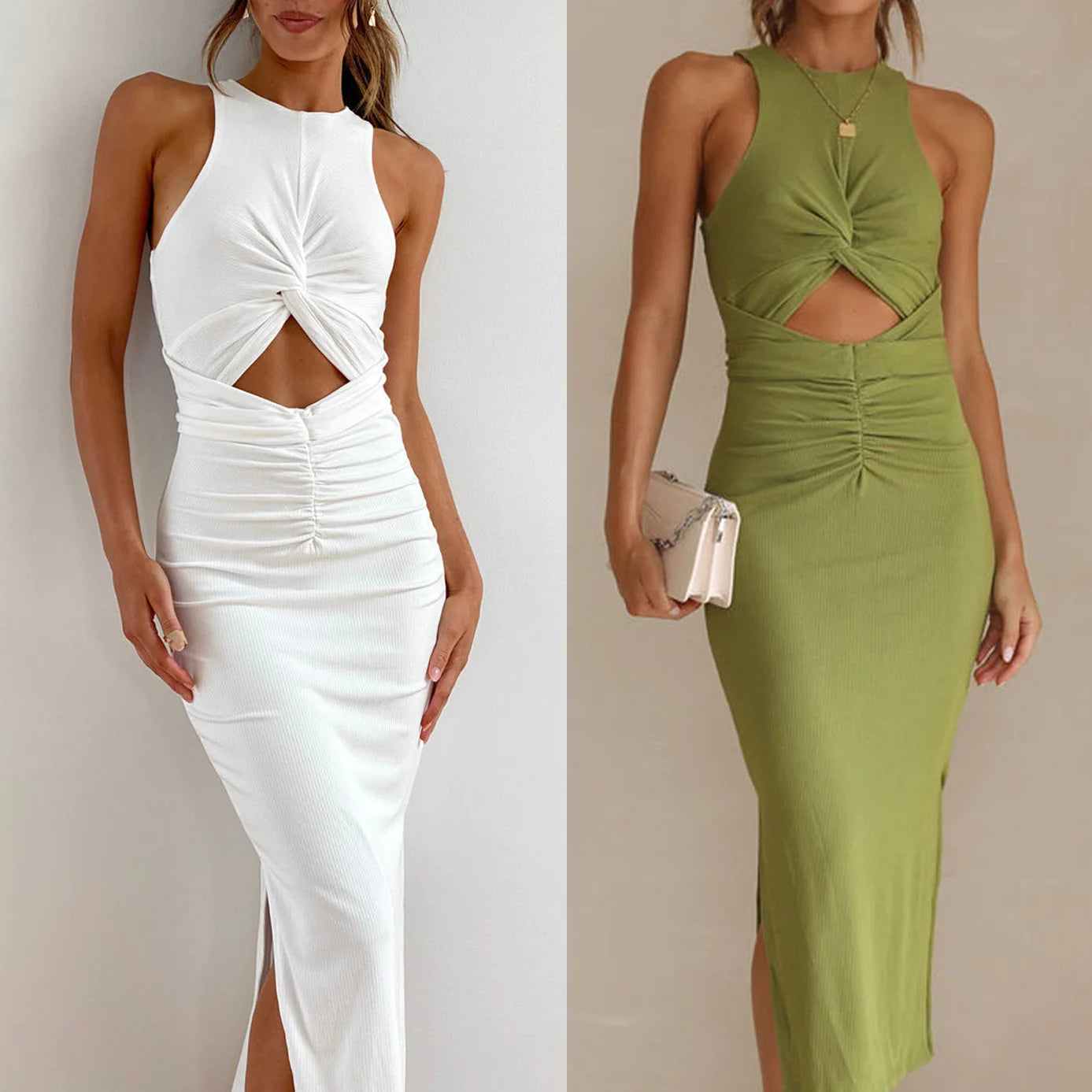 Chic Slit Sleeveless Slim Fit Dress - styling view | The BB's Box