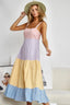BiBi Color Block Tiered Gingham Dress