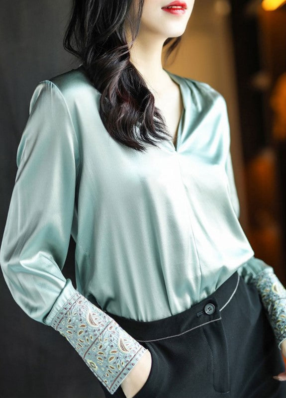 Silky Satin V-Neck Blouse - view 1 | The BB's Box