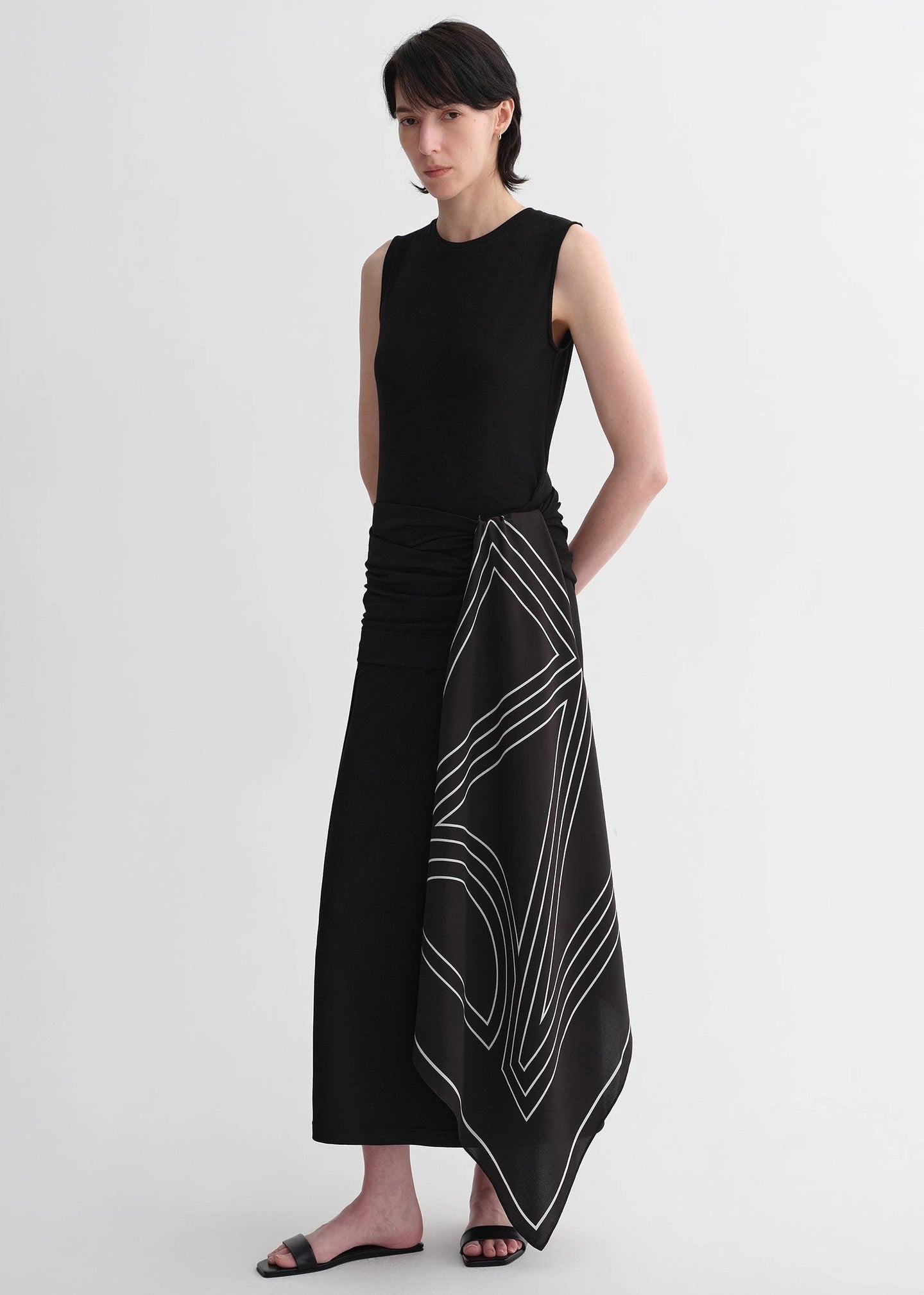 Ice Silk Wool Blend Dress With Adjustable Waistline - close-up | The BB's Box