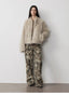 "Camouflage Charm" Print Washed Loose Straight-Leg Denim Jea