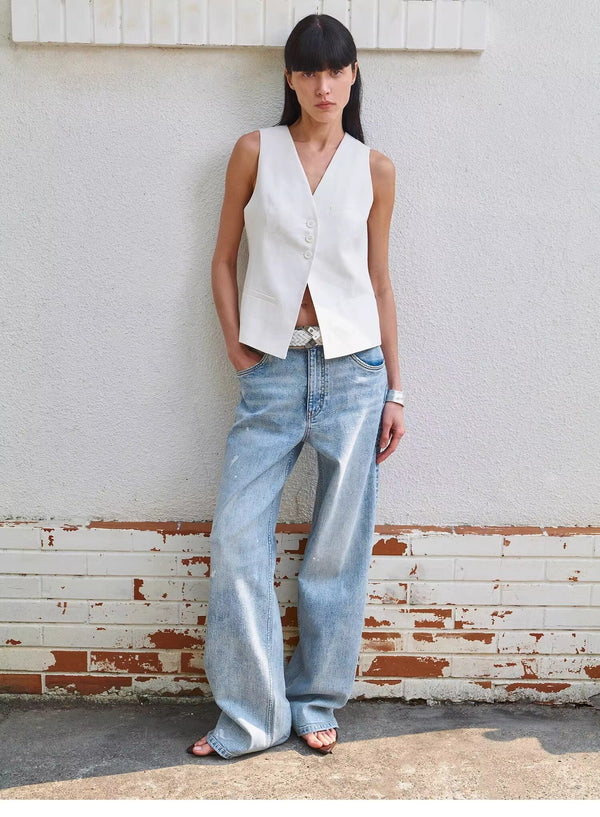 Art Journey Distressed Dirty Dyed Tencel Cotton Jeans - front view | The BB's Box