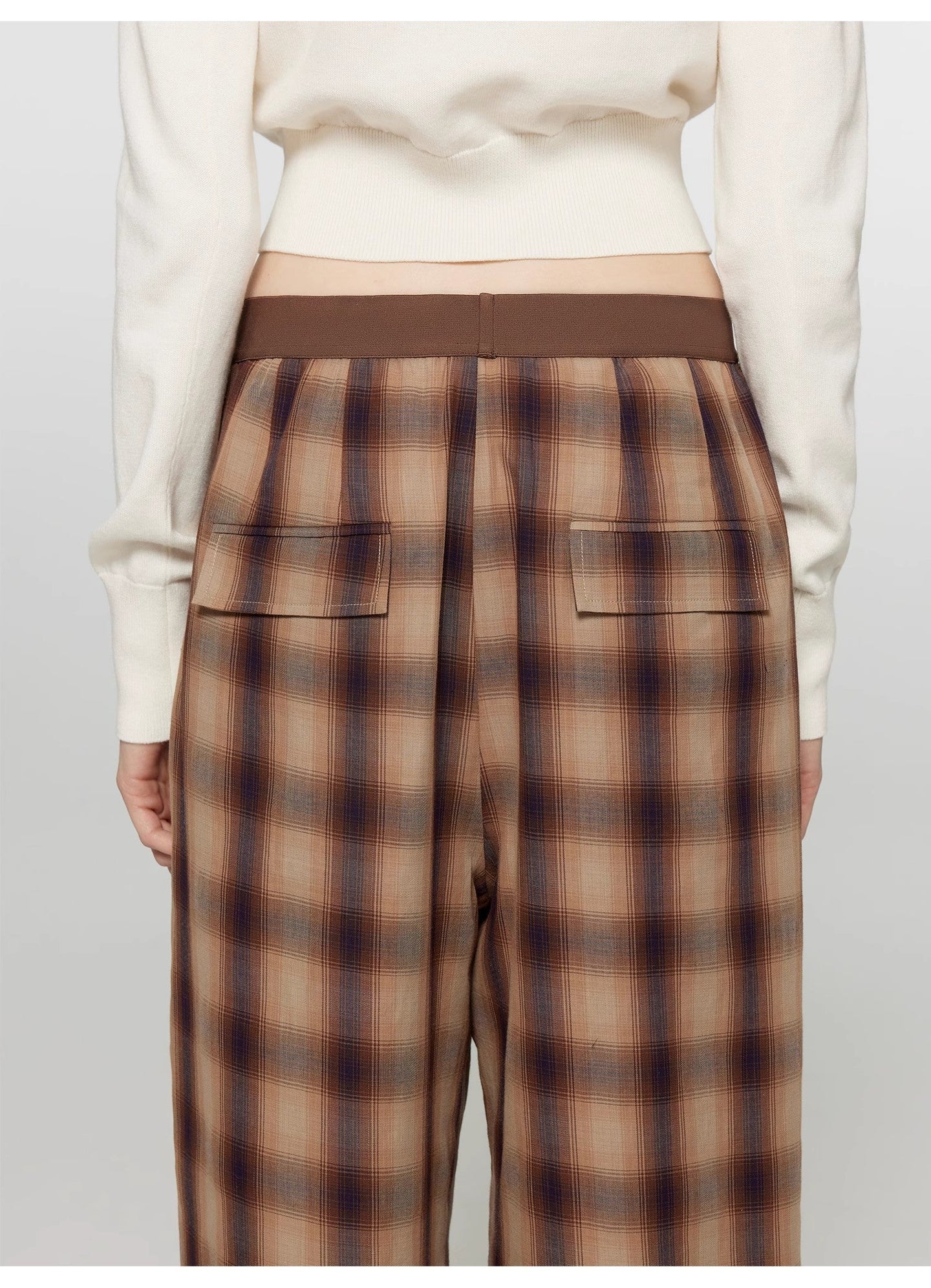 "Street Corner" Dyed Retro Pants for Women, Elastic Waist Straight-Leg