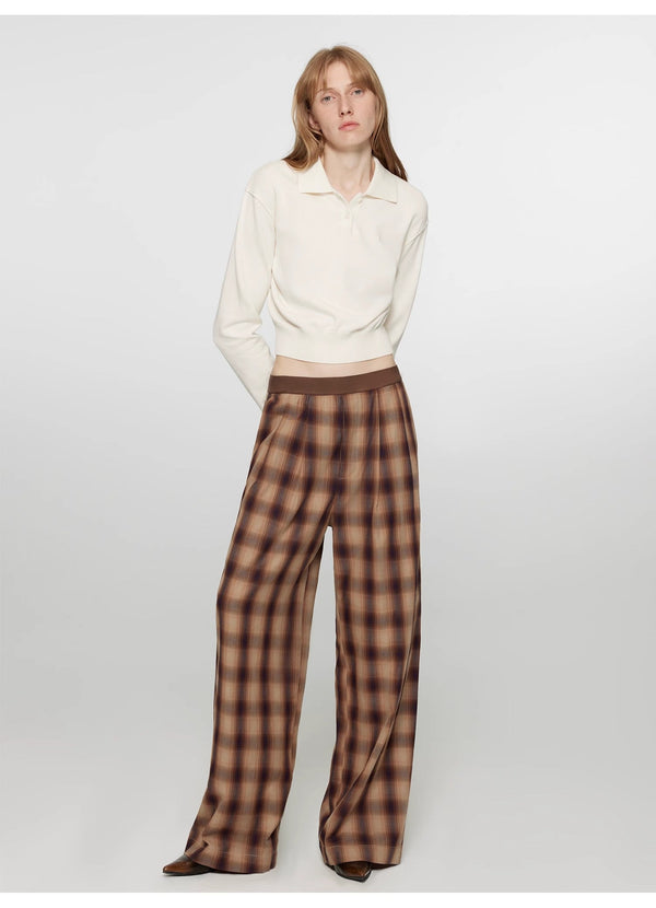 Street Corner Dyed Retro Pants for Women, Elastic Waist Straight-Leg - front view | The BB's Box