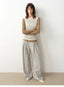 Casual and Relaxed Wool-Blend Double-Pleated Straight Draped Wide-Leg - close-up | The BB's Box