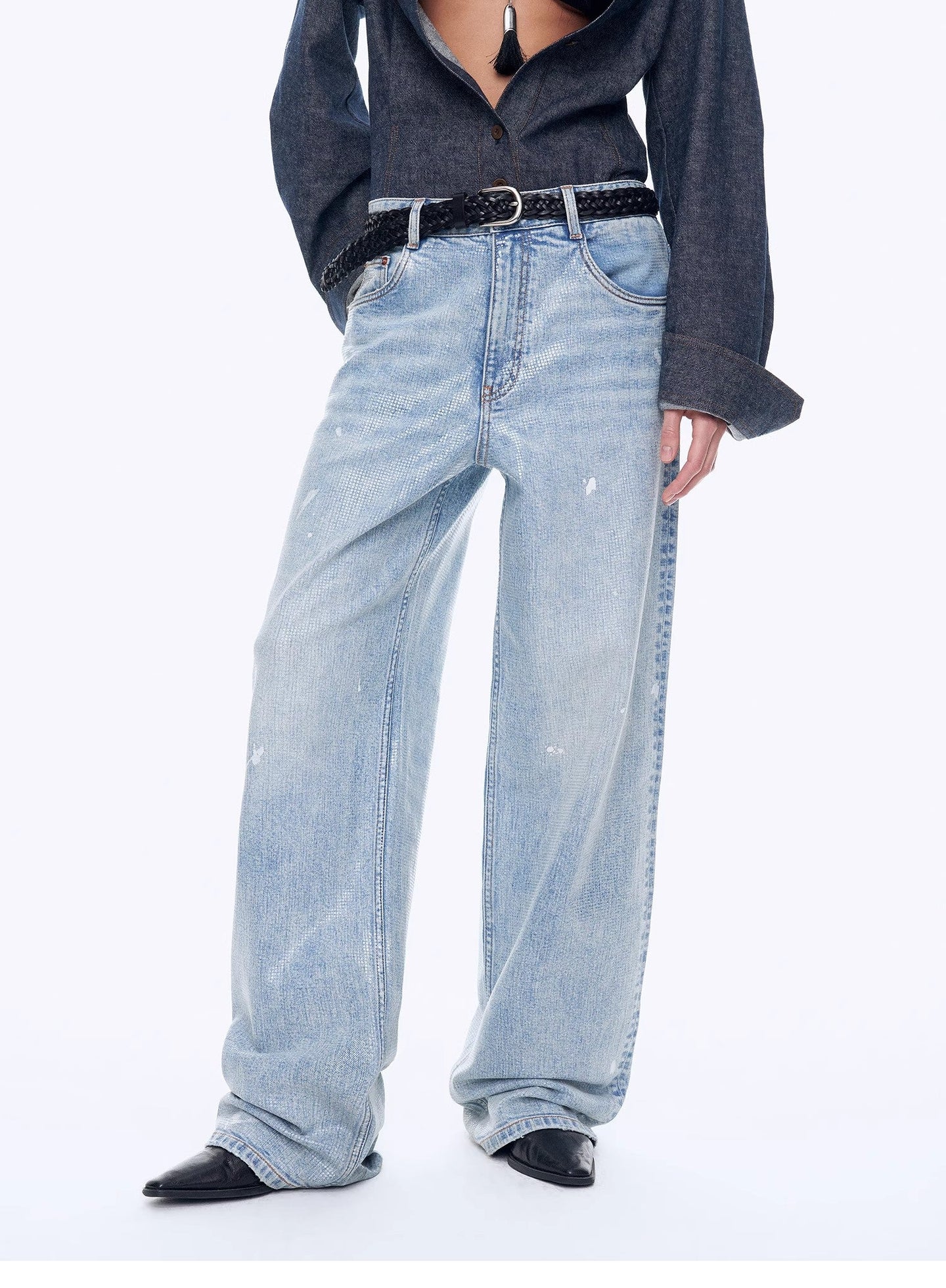 Art Journey Distressed Dirty Dyed Tencel Cotton Jeans - front view | The BB's Box
