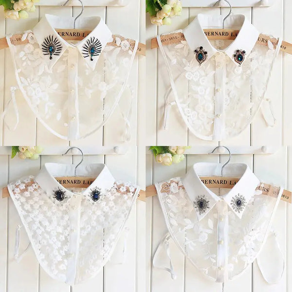 Detachable Silver Beaded Fake Collar - front view | The BB's Box
