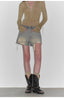 Blue Rhythm Retro and Fashionable A-Line Silhouette, Slim-Fitting Denim Shorts - close-up | The BB's Box
