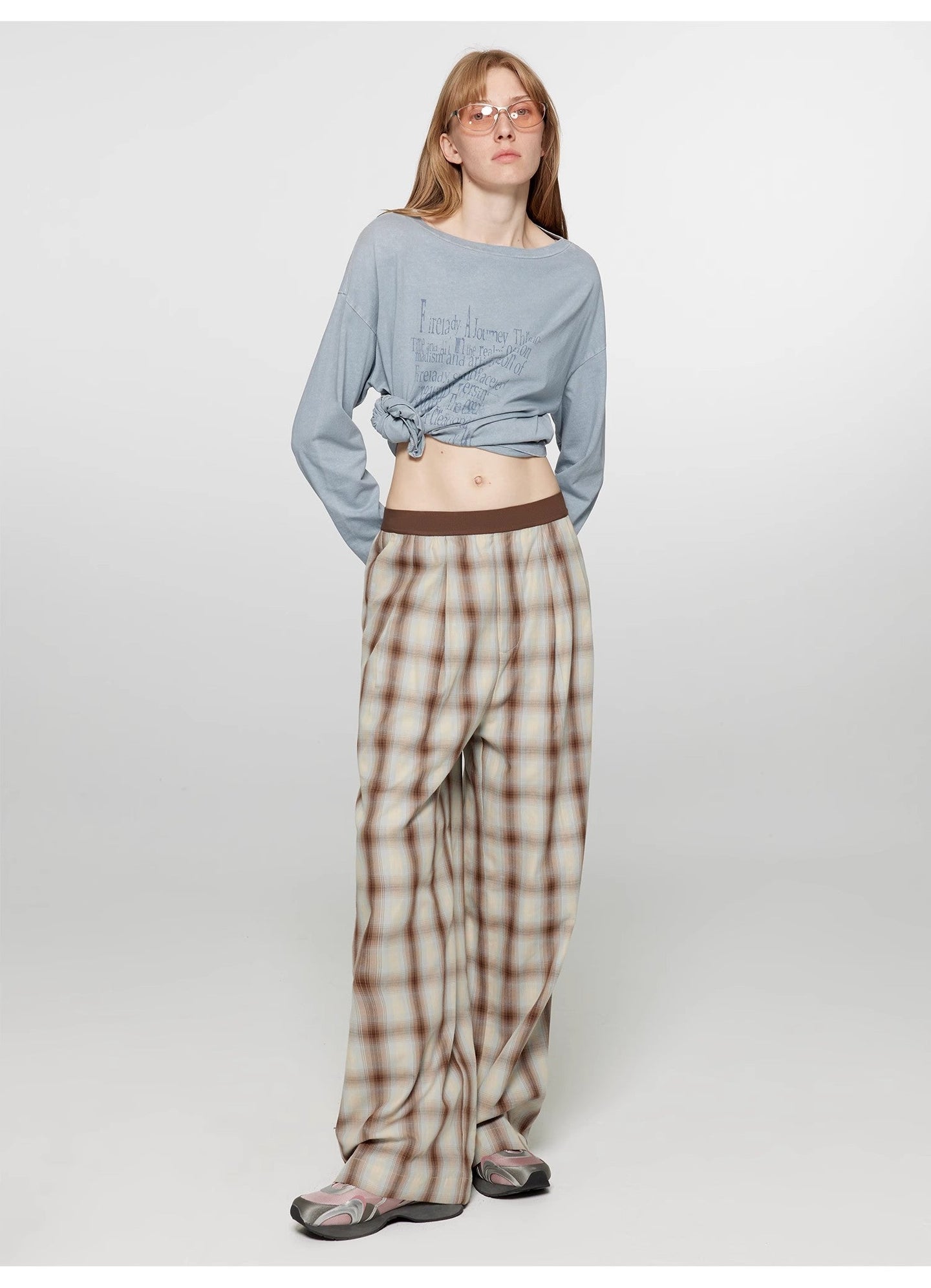 Street Corner Dyed Retro Pants for Women, Elastic Waist Straight-Leg - back view | The BB's Box