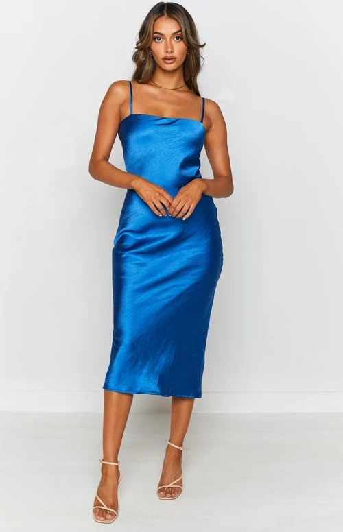 Satin Evening Party Dress - front view | The BB's Box