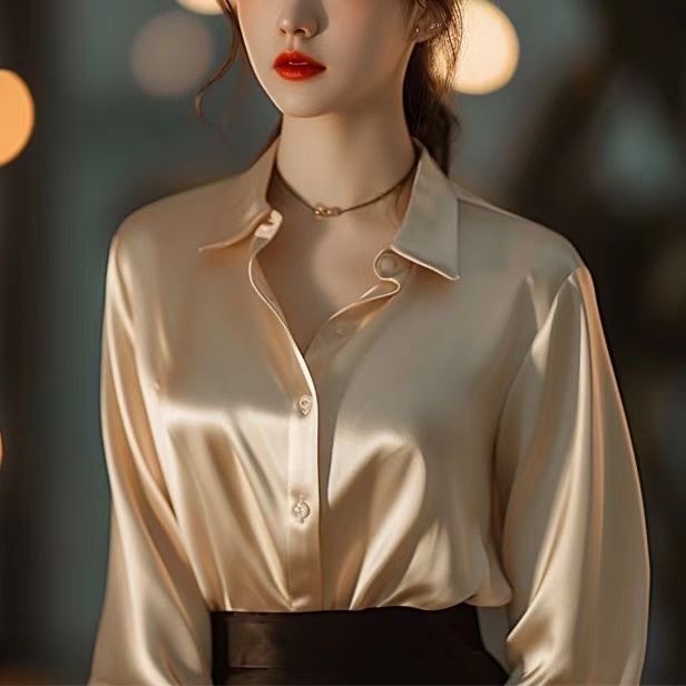 Classic Satin Button-Up Shirt - view 3 | The BB's Box