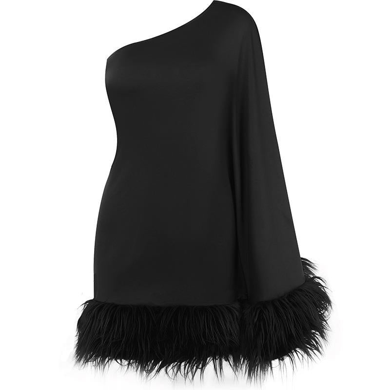 JFL22485 Sexy One-Shoulder Cape Dress for Parties - detail view | The BB's Box