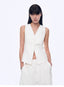 Old Money Space Linen Draped Vest and Straight Trousers Suit - detail view | The BB's Box
