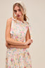 SO ME Floral Printed Woven Shoulder Bow Tie Top and Skirt Set - close-up | The BB's Box