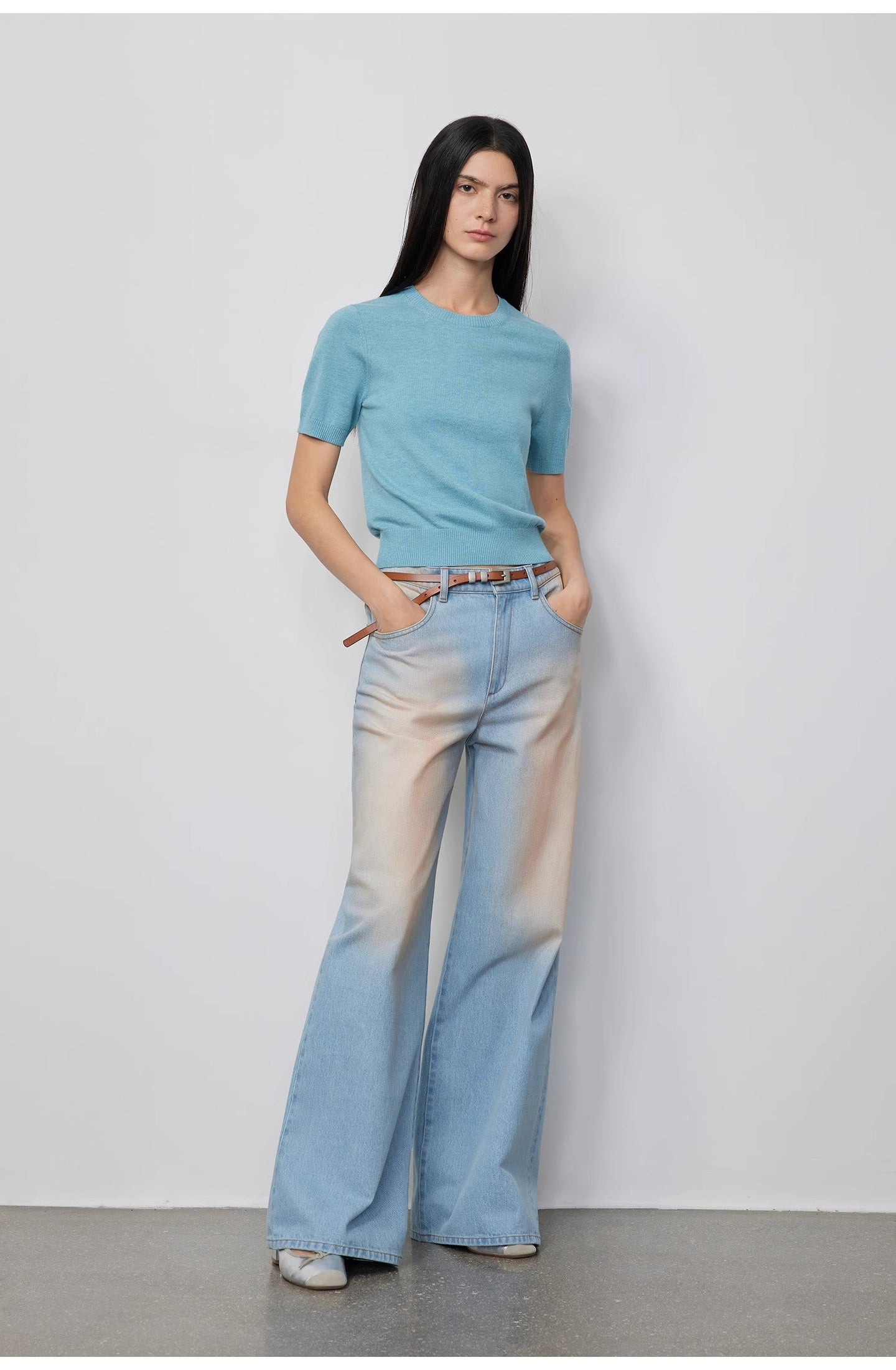 Wantful Fantasy Washed Spray Colored Wide Leg Jeans Womens Low Waist - alternate view | The BB's Box