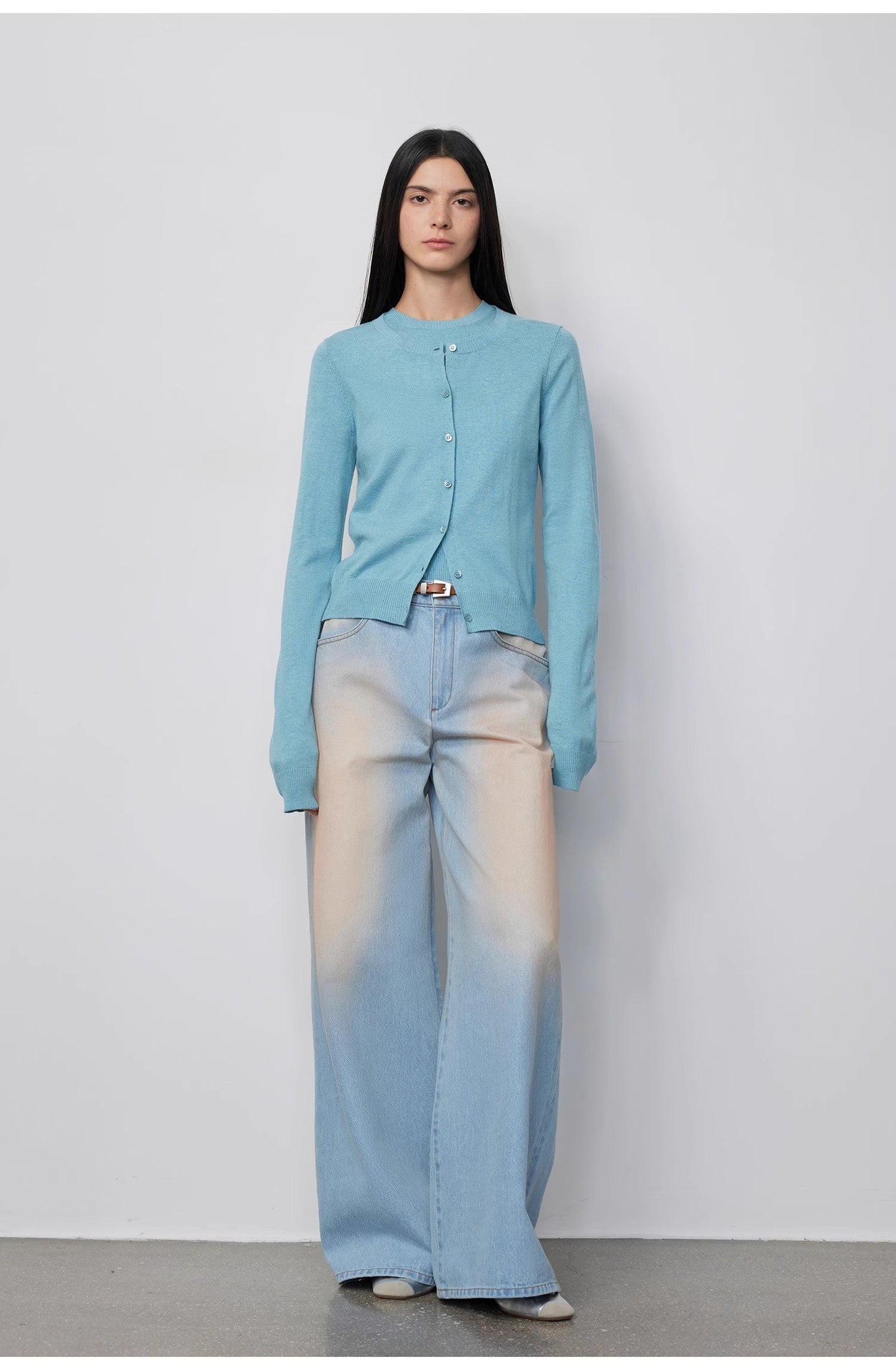 Wantful Fantasy Washed Spray Colored Wide Leg Jeans Womens Low Waist - side view | The BB's Box