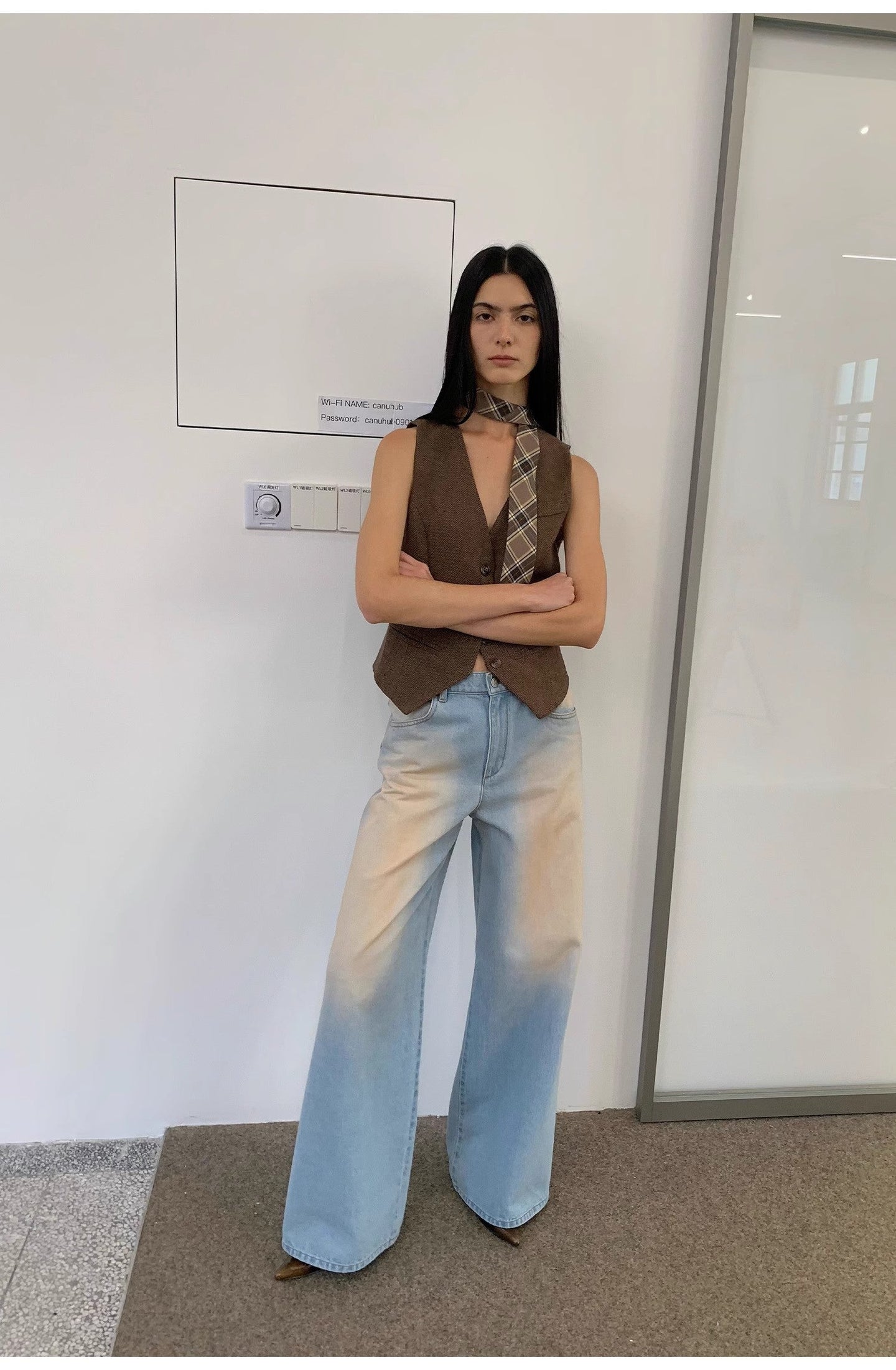 Wantful Fantasy Washed Spray Colored Wide Leg Jeans Womens Low Waist - styling view | The BB's Box