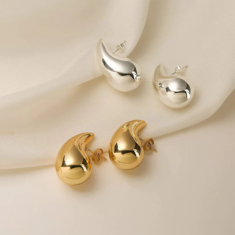 Stainless Steel Hollow Drop Earrings - side view | The BB's Box