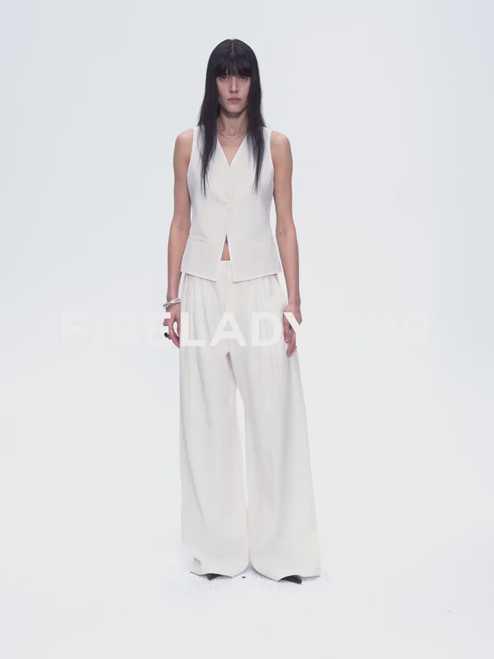 Old Money Space Linen Draped Vest and Straight Trousers Suit - back view | The BB's Box
