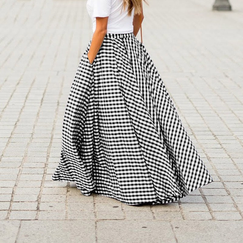 Elegant High Waist Plaid Skirt for Women - side view | The BB's Box