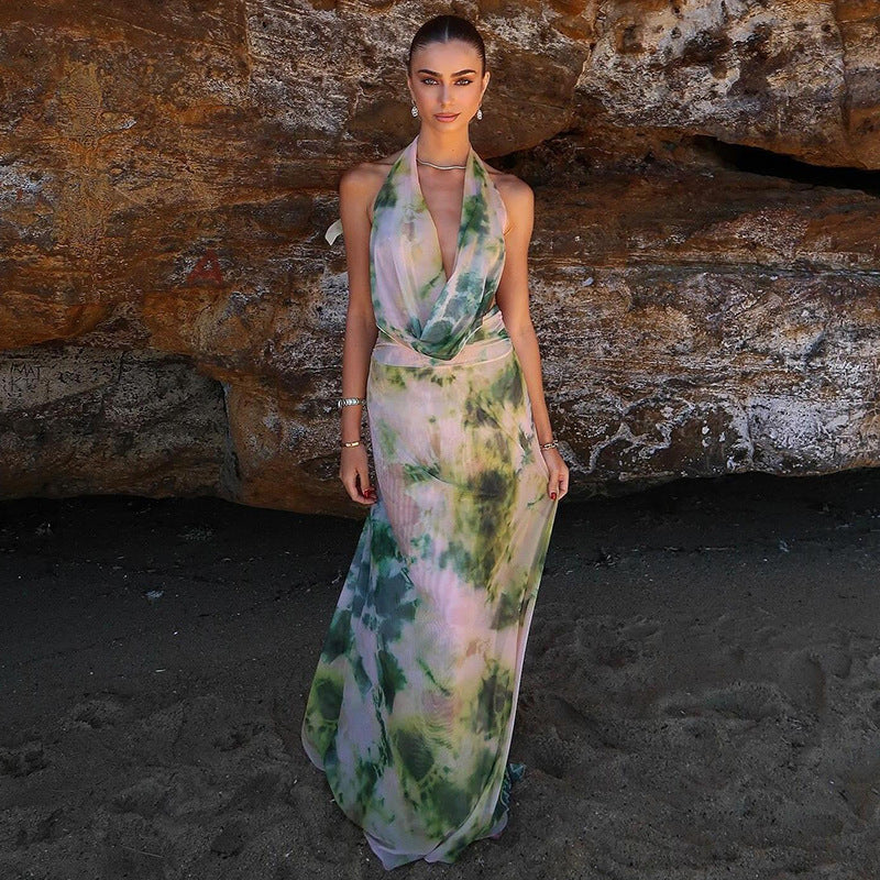 Tie-Dye Halter Two-Piece Set