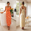2024 Floral Print Midi Dress with Lace Panel Top Set