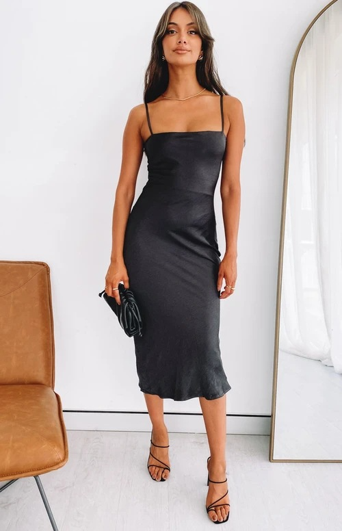Satin Evening Party Dress - side view | The BB's Box