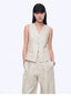 Old Money Space Linen Draped Vest and Straight Trousers Suit - view 26 | The BB's Box