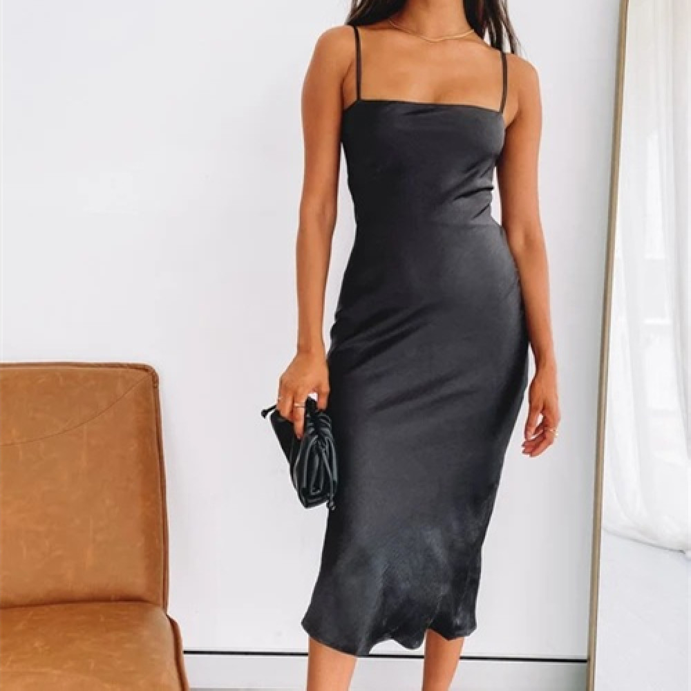 Satin Evening Party Dress - front view | The BB's Box