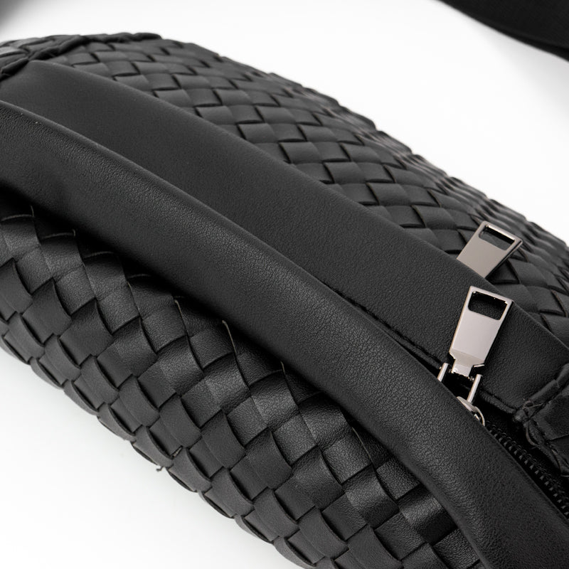 The Riley | Woven Leather Sling Bag - back view | The BB's Box