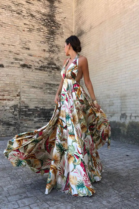 Backless Sleeveless Halter Dress - Trending Style - front view | The BB's Box