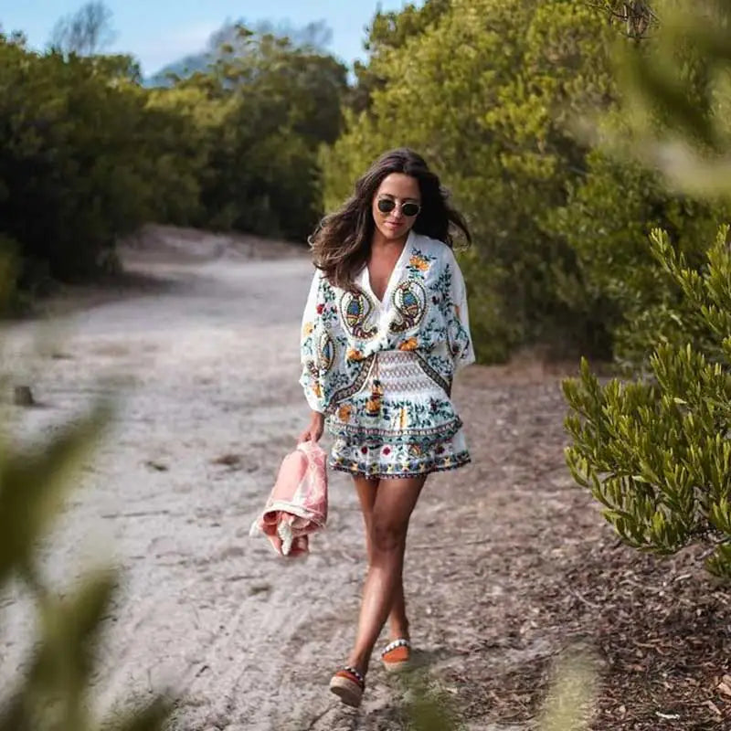 Boho inspired - Floral Embroidery Dress - side view | The BB's Box