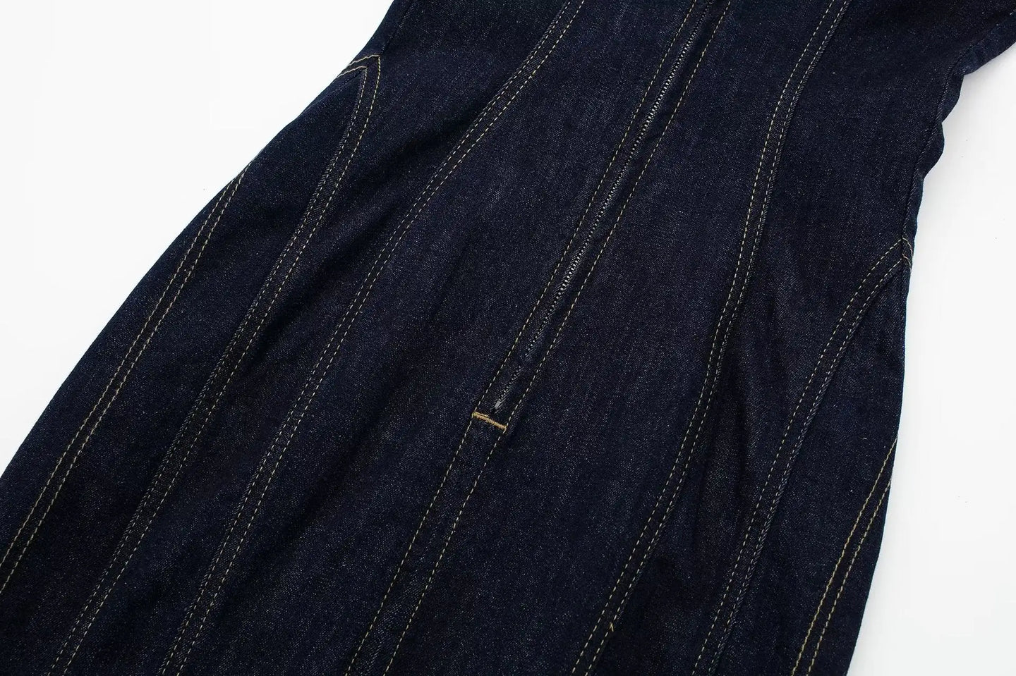 Denim Stitching Strapless Dress - detail view | The BB's Box