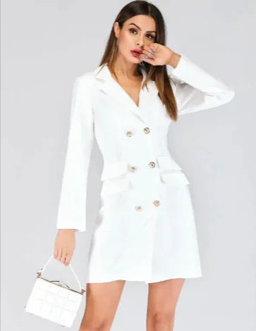 Buttoned suit jacket dress - front view | The BB's Box