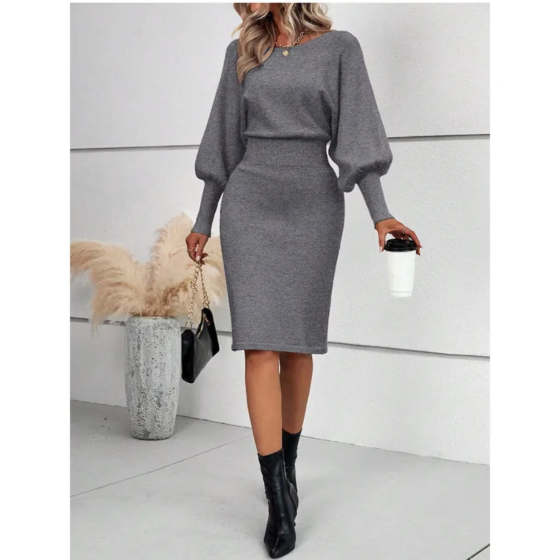 Crew Neck Long Sleeve Dress - side view | The BB's Box