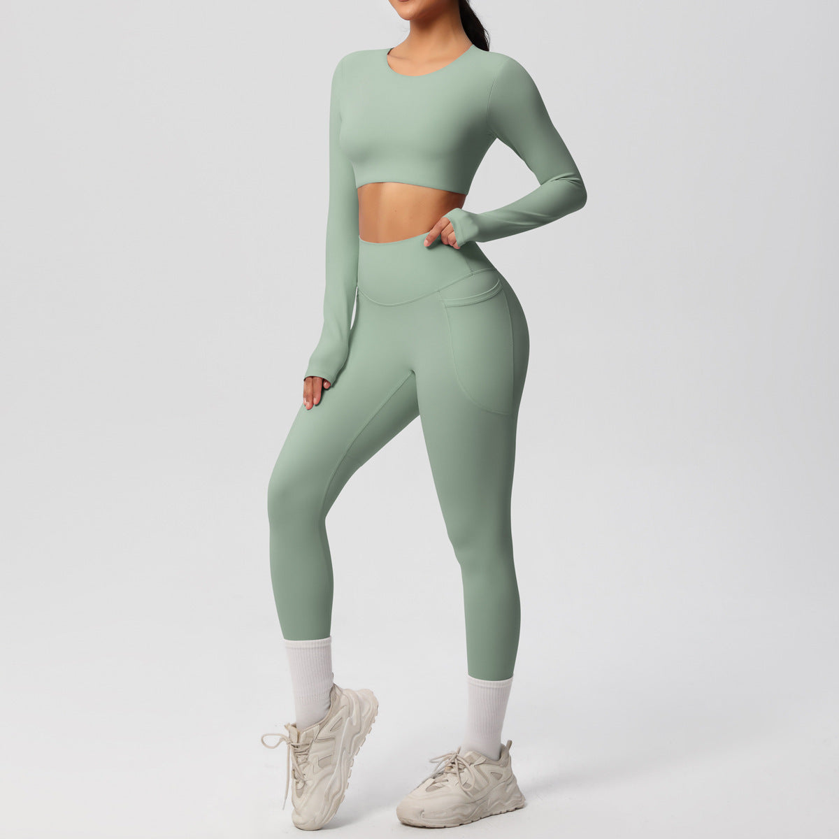 Double Sided Brushed Breathable High Elastic Tight Sports Set - front view | The BB's Box
