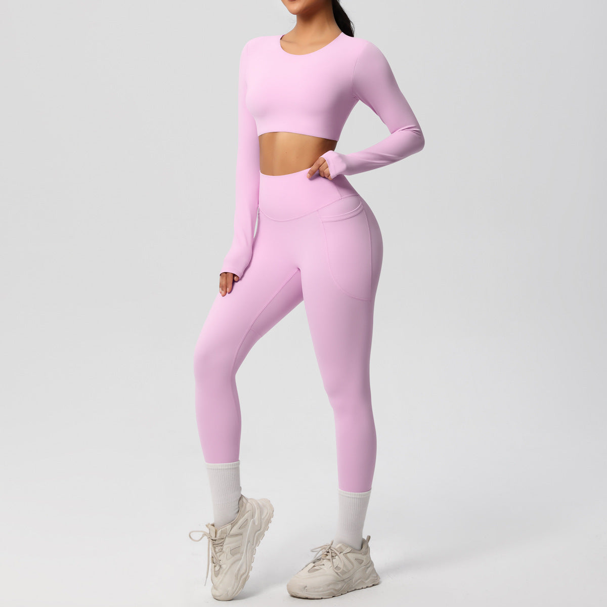 Double Sided Brushed Breathable High Elastic Tight Sports Set - styling view | The BB's Box