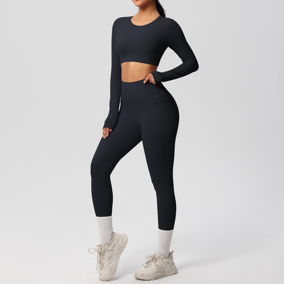 Double Sided Brushed Breathable High Elastic Tight Sports Set - back view | The BB's Box