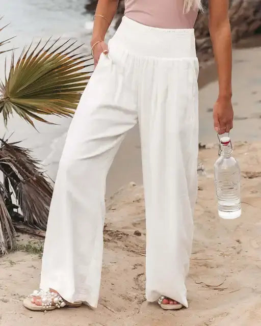 Cotton-Linen Style - Women Loose Long Trousers - side view | The BB's Box