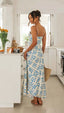 Womens Slim-Fit V-Neck Backless Printed Dress - side view | The BB's Box