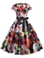 Music Note Print Dress 50s 60s Robe Retro Swing Casual Vintage - front view | The BB's Box