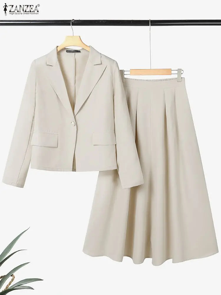 Elegant Office Blazer & Skirt Set