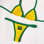 Brazil Flag Embroidered Bikini Sexy Beach Ladies Swimsuit Letter Embroidery High - detail view | The BB's Box