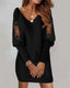 2024 Fashion Sexy V-Neck Mini Dress Vestidos Elegant Women's Autumn Winter Casual Loose Lace Long Sleeve Office Lady Dress Robe