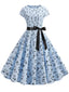 Music Note Print Dress 50s 60s Robe Retro Swing Casual Vintage - close-up | The BB's Box