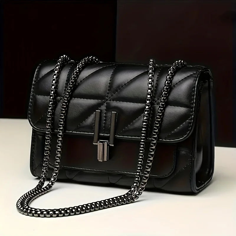 Mini Tartan Crossbody Bag — Black Faux Leather