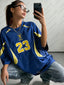 2026 New Vintage Brazil Print Women O-Neck Tshirt Summer Patchwork Short Sleeve  - close-up | The BB's Box